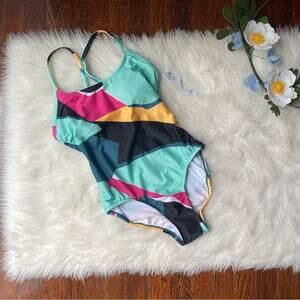 Xersion One Piece Swimsuit Color Block NWT